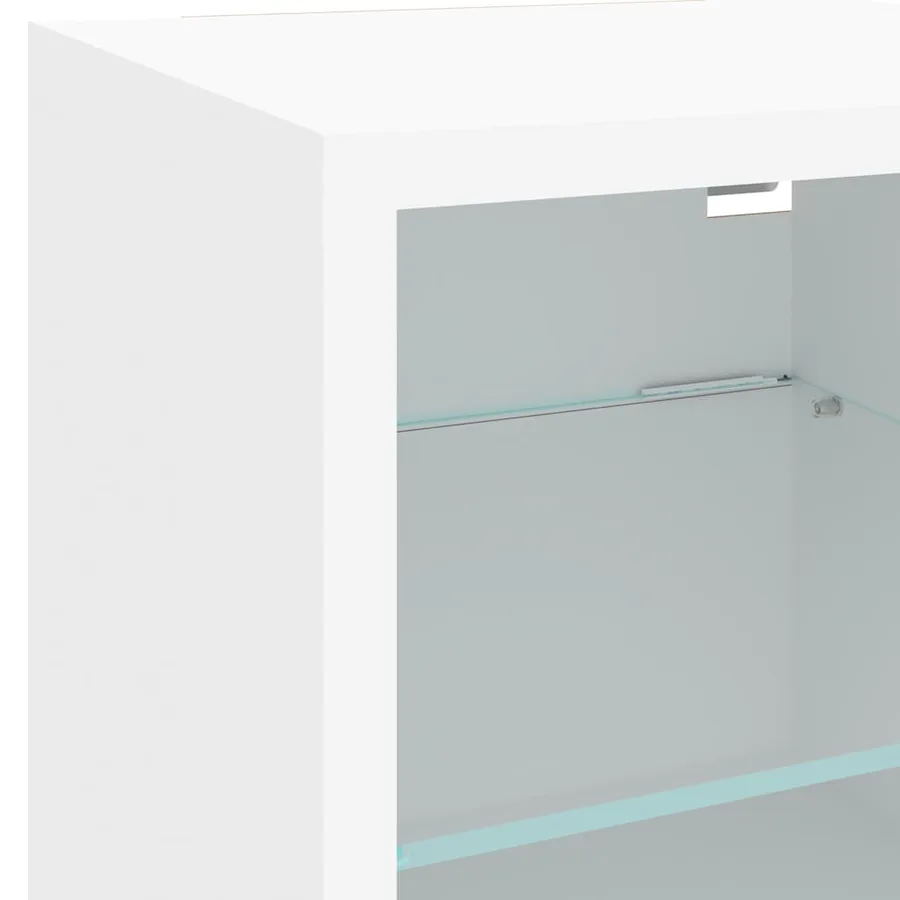 Unités murales TV avec LED 4 pcs blanc bois d'ingénierie - 12
