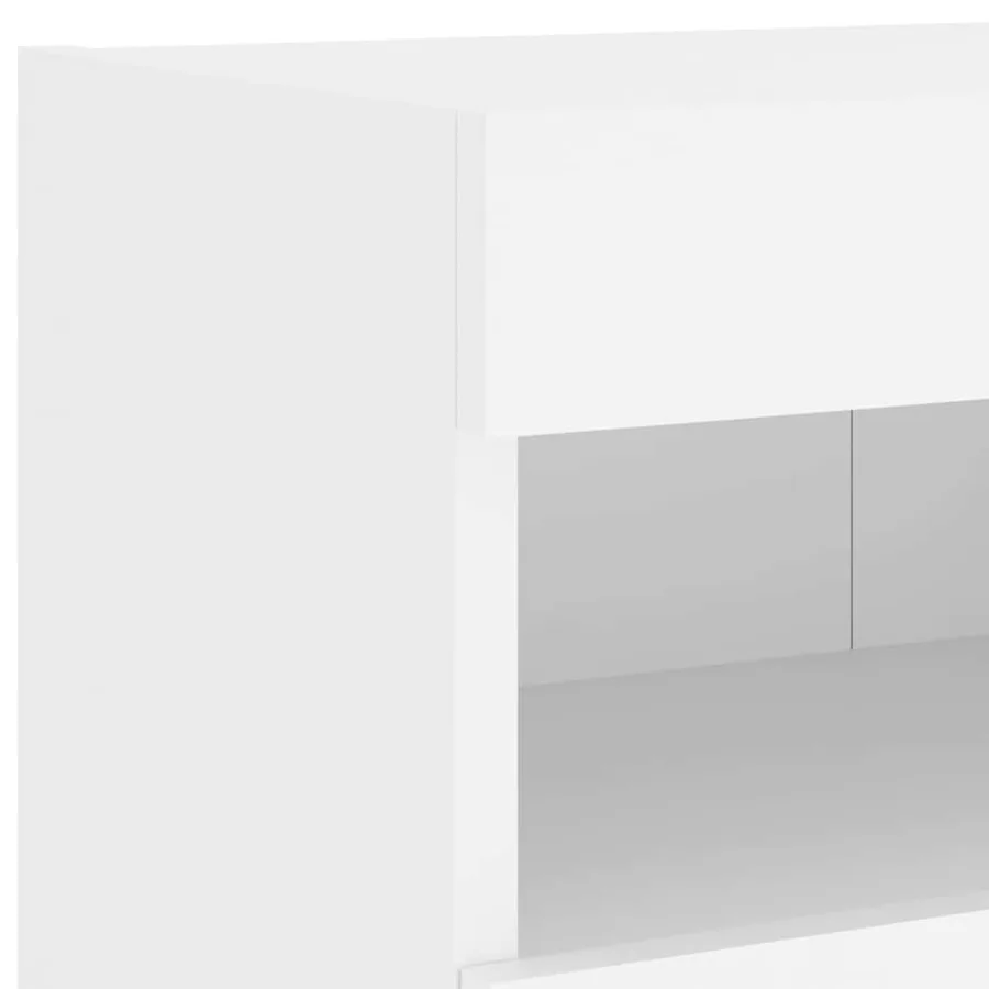 Unités murales TV avec LED 4 pcs blanc bois d'ingénierie - 13