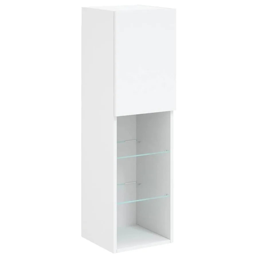 Unités murales TV avec LED 4 pcs blanc bois d'ingénierie - 8