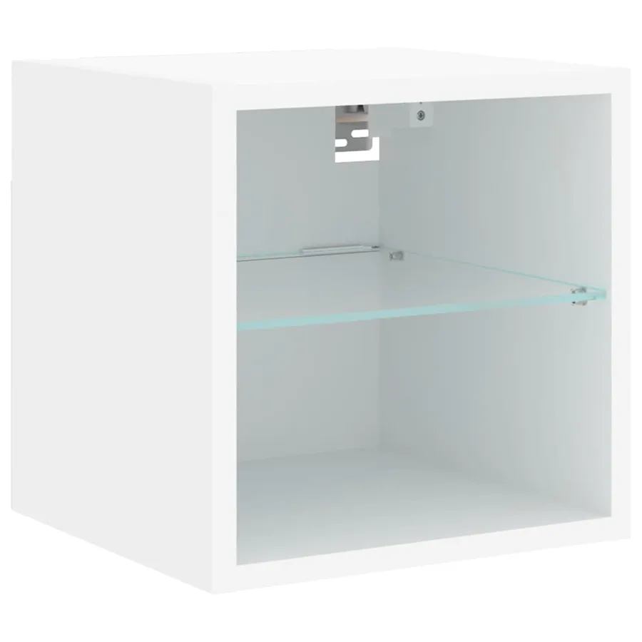 Unités murales TV avec LED 4 pcs blanc bois d'ingénierie - 9