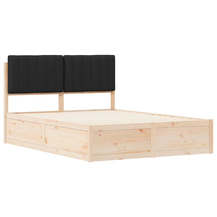 Cadre de lit avec tête de lit rembourrée Noir 140 x 200 cm - 4