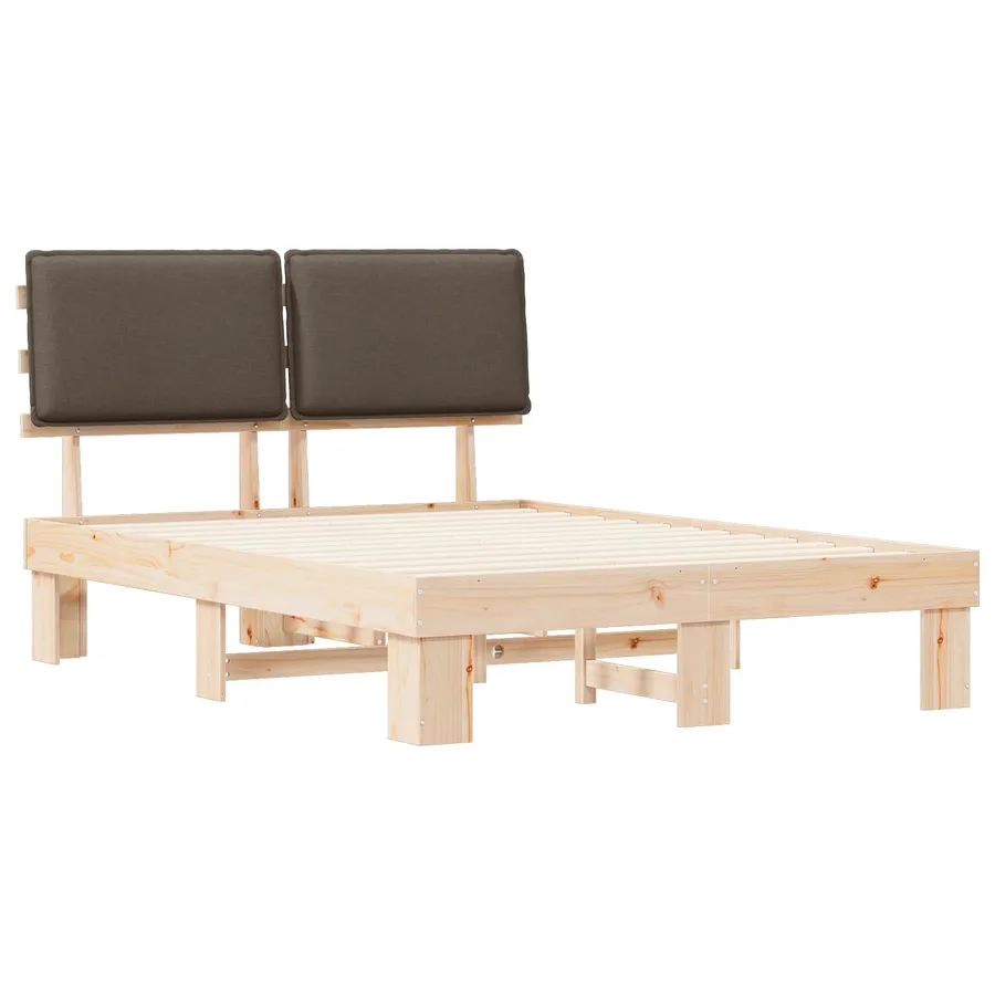 Cadre de lit avec tête de lit rembourrée Taupe 140 x 190 cm - 4