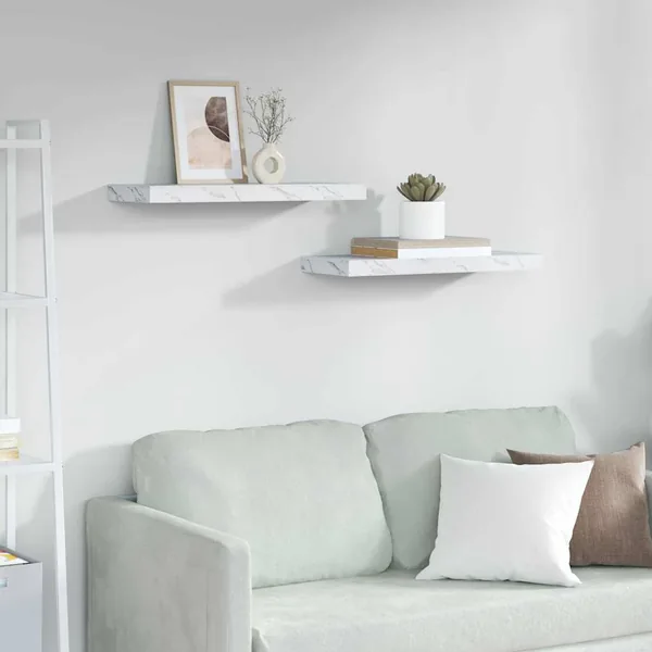 Étagère Murale 2 pcs Marbre blanc 60 x 23,5 x 4 cm