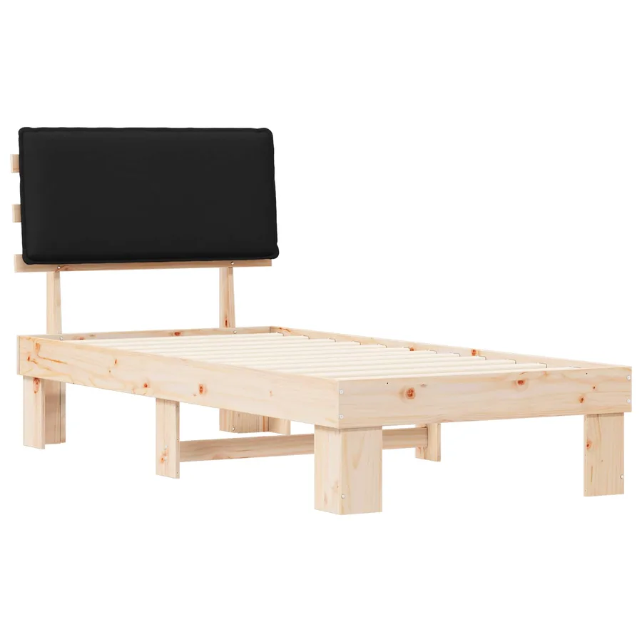 Cadre de lit avec tête de lit rembourrée Noir 75 x 190 cm - 4