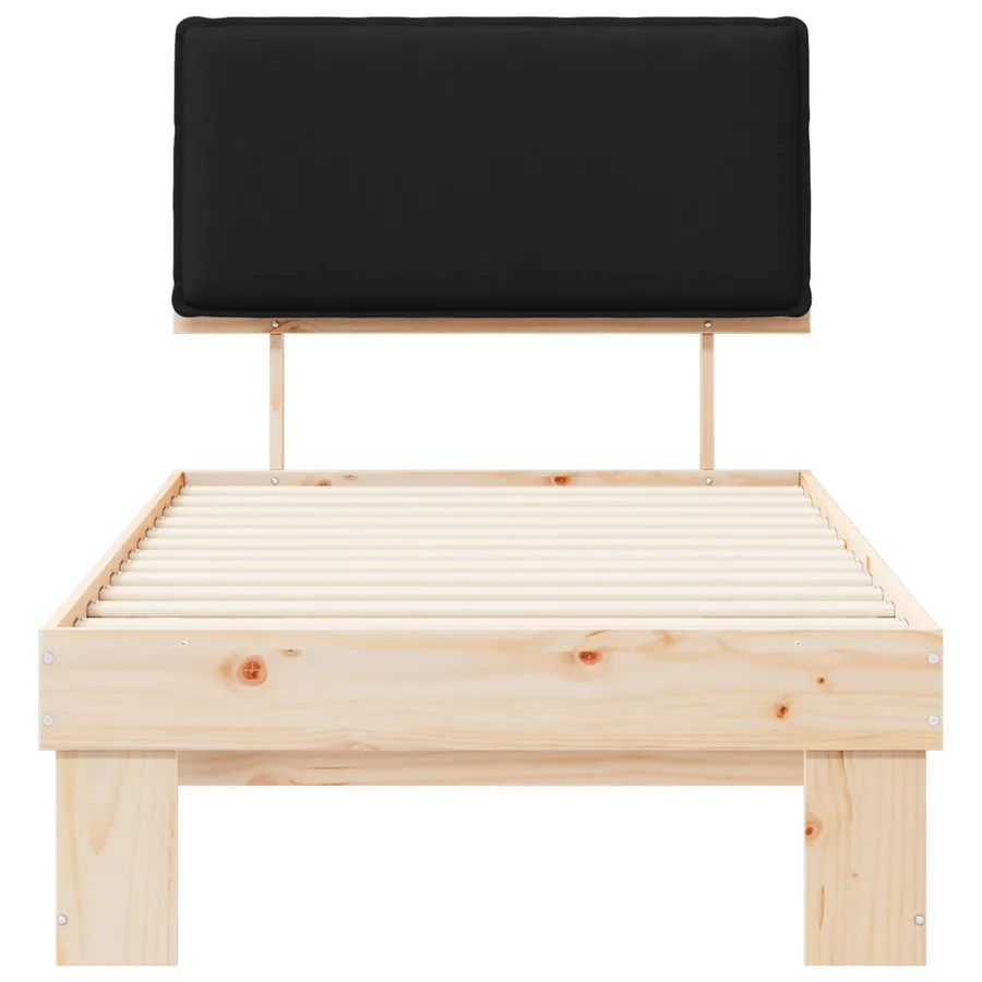 Cadre de lit avec tête de lit rembourrée Noir 75 x 190 cm - 5
