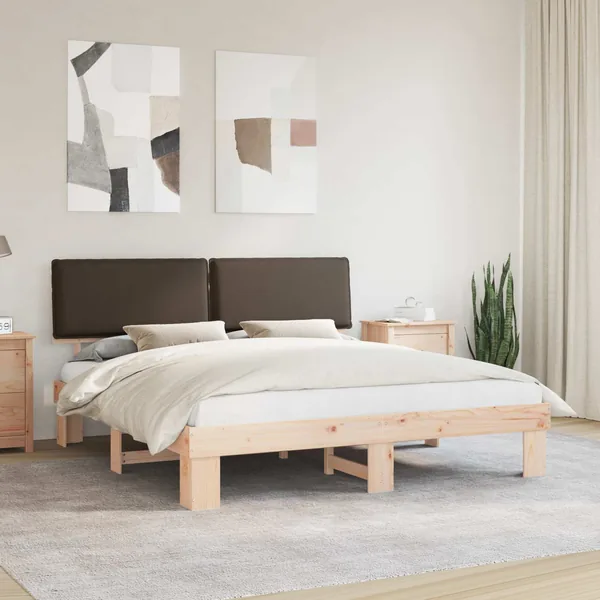 Cadre de lit avec tête de lit rembourrée Taupe 180 x 200 cm