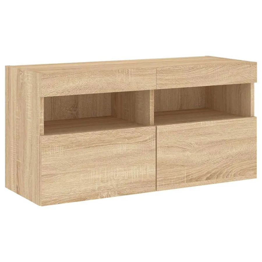 Unités murales TV avec LED 4 pcs chêne sonoma bois d'ingénierie - 10