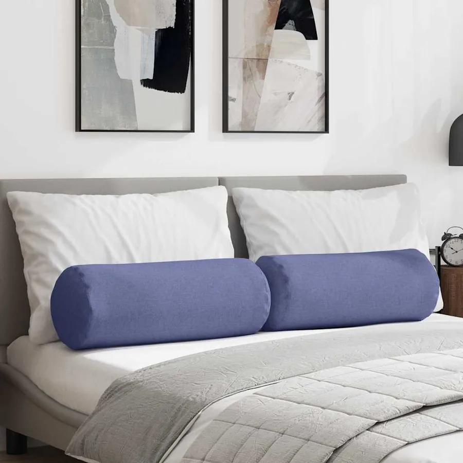 Coussins d'accent 2 pcs Bleu denim Ø 25 x 70 cm tissu
