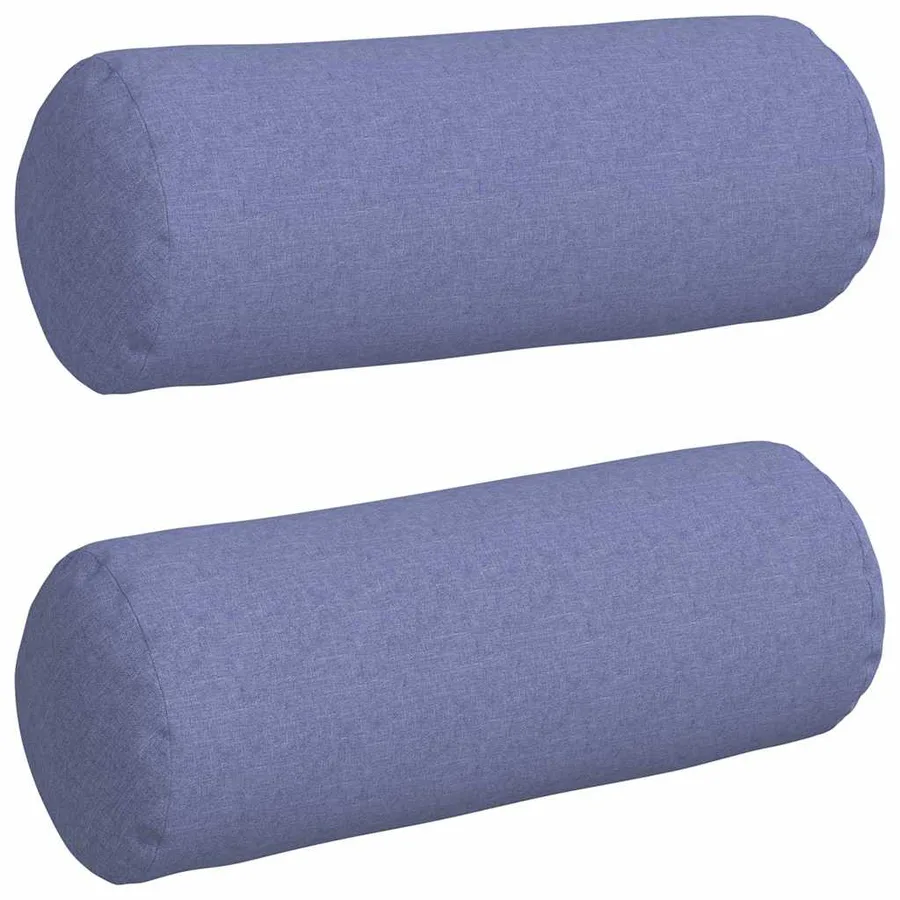 Coussins d'accent 2 pcs Bleu denim Ø 25 x 70 cm tissu - 2