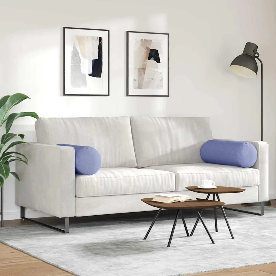Coussins d'accent 2 pcs Bleu denim Ø 25 x 70 cm tissu - 4