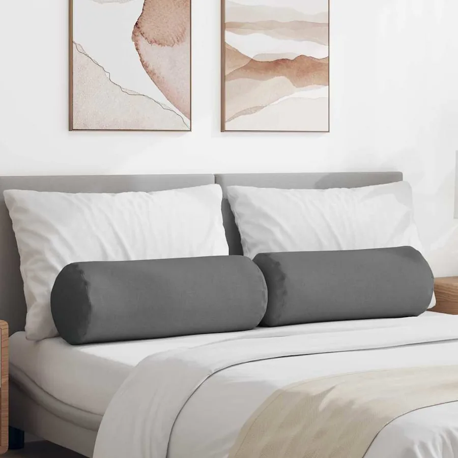Coussins d'accent 2 pcs Gris foncé Ø 25 x 70 cm tissu