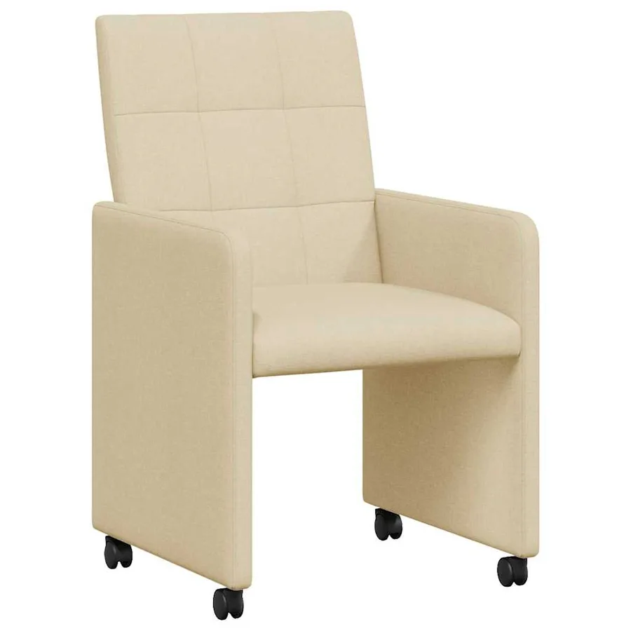 Chaises de Salle à Manger avec Roues 2 pcs Crème tissu - 2