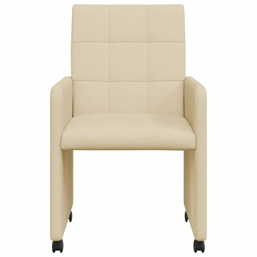 Chaises de Salle à Manger avec Roues 2 pcs Crème tissu - 4