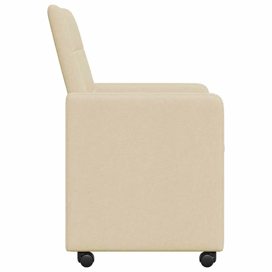 Chaises de Salle à Manger avec Roues 2 pcs Crème tissu - 5