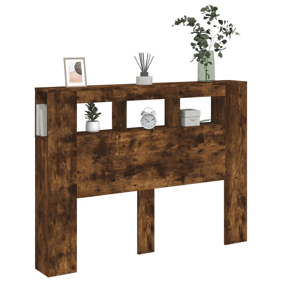 Tête de lit à LED chêne fumé 140x18,5x103,5cm bois d'ingénierie - 12