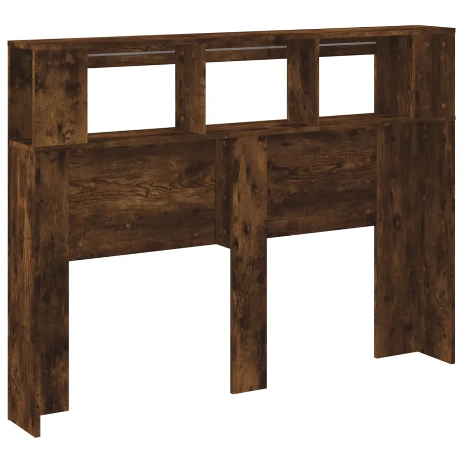 Tête de lit à LED chêne fumé 140x18,5x103,5cm bois d'ingénierie - 6