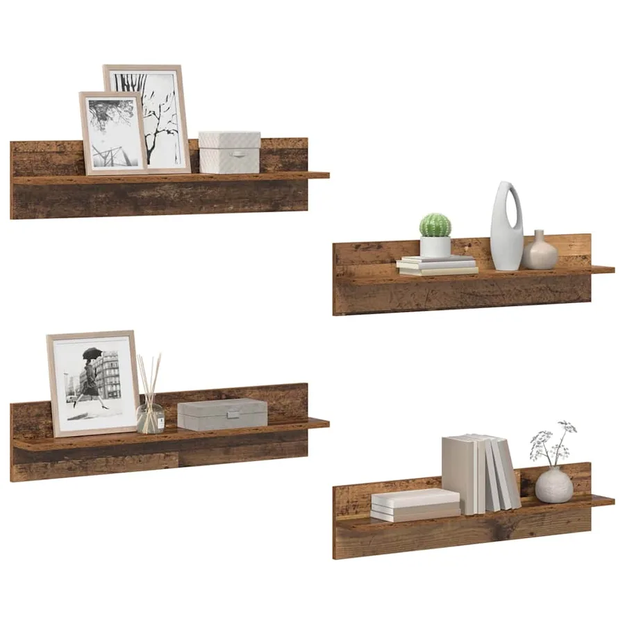 Étagères Murales 4 pcs Bois Ancien 80 x 11,5 x 18 cm - 3