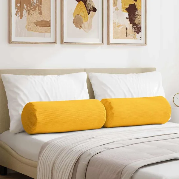 Coussins d'accent 2 pcs Jaune clair Ø 25 x 70 cm