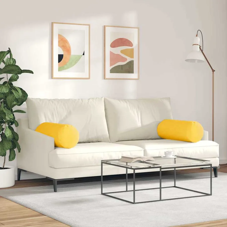 Coussins d'accent 2 pcs Jaune clair Ø 25 x 70 cm - 4