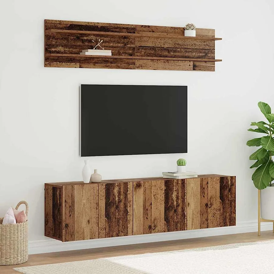 Unites TV Montage mural 6 pcs Bois ancien Bois d'ingénierie