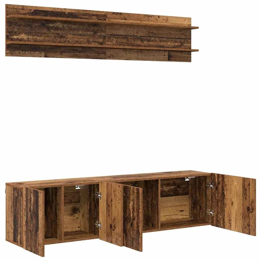 Unites TV Montage mural 6 pcs Bois ancien Bois d'ingénierie - 5