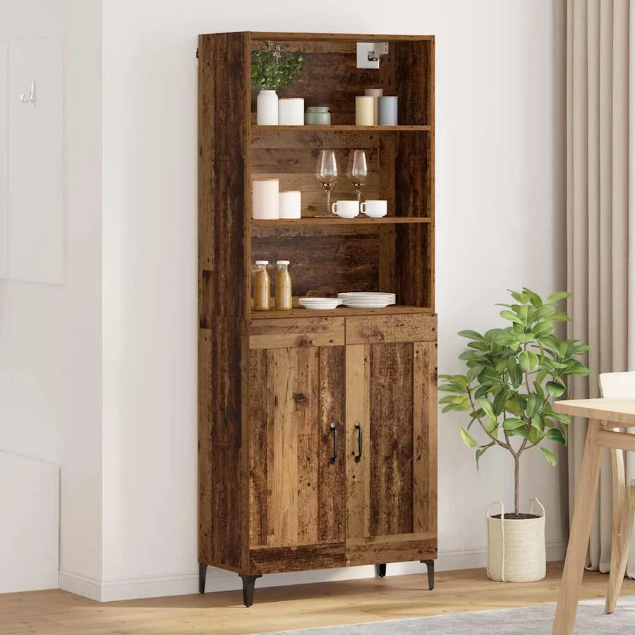 Haut Armoire 2 pcs Bois ancien Bois d'ingénierie