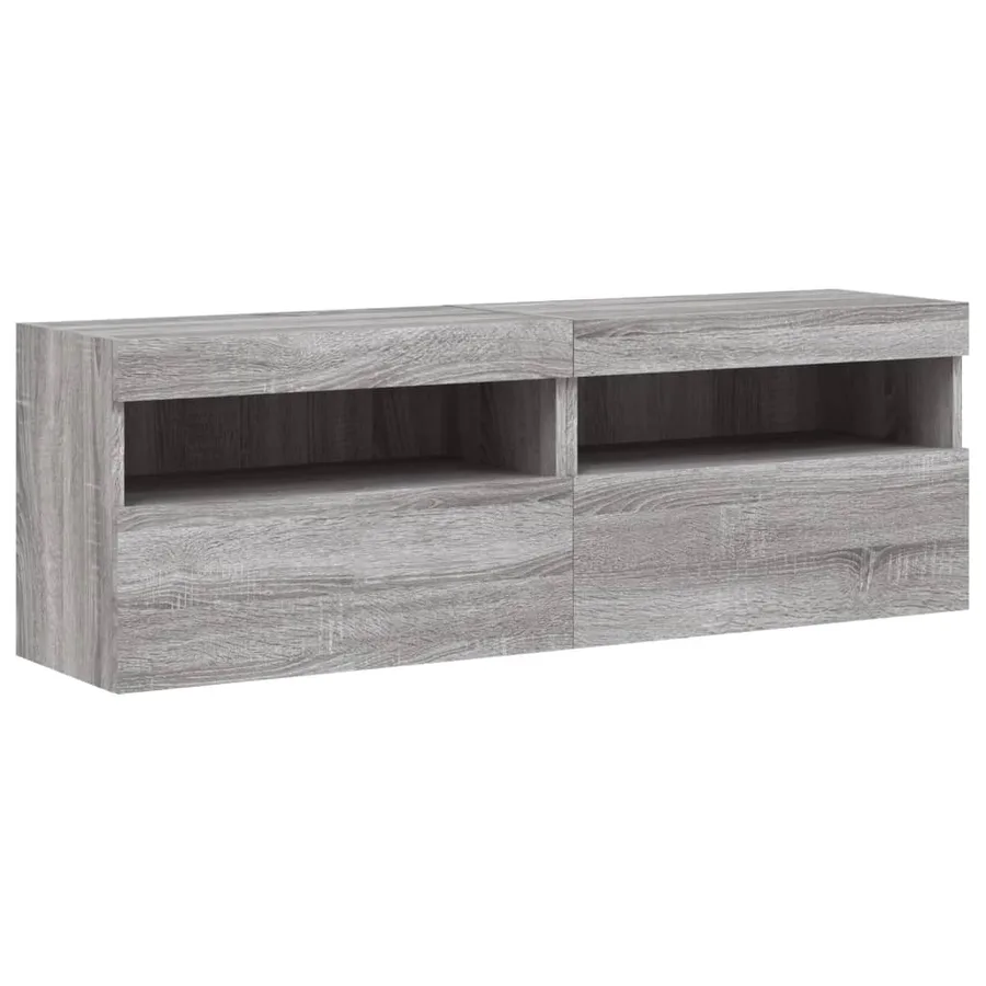 Meubles TV muraux et lumières LED 2pcs sonoma gris 60x30x40 cm - 3