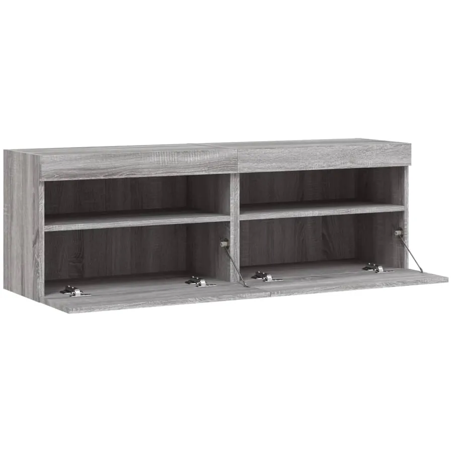 Meubles TV muraux et lumières LED 2pcs sonoma gris 60x30x40 cm - 8