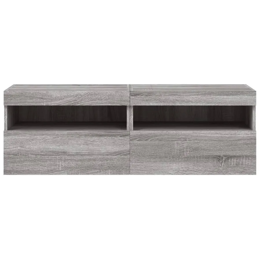 Meubles TV muraux et lumières LED 2pcs sonoma gris 60x30x40 cm - 9