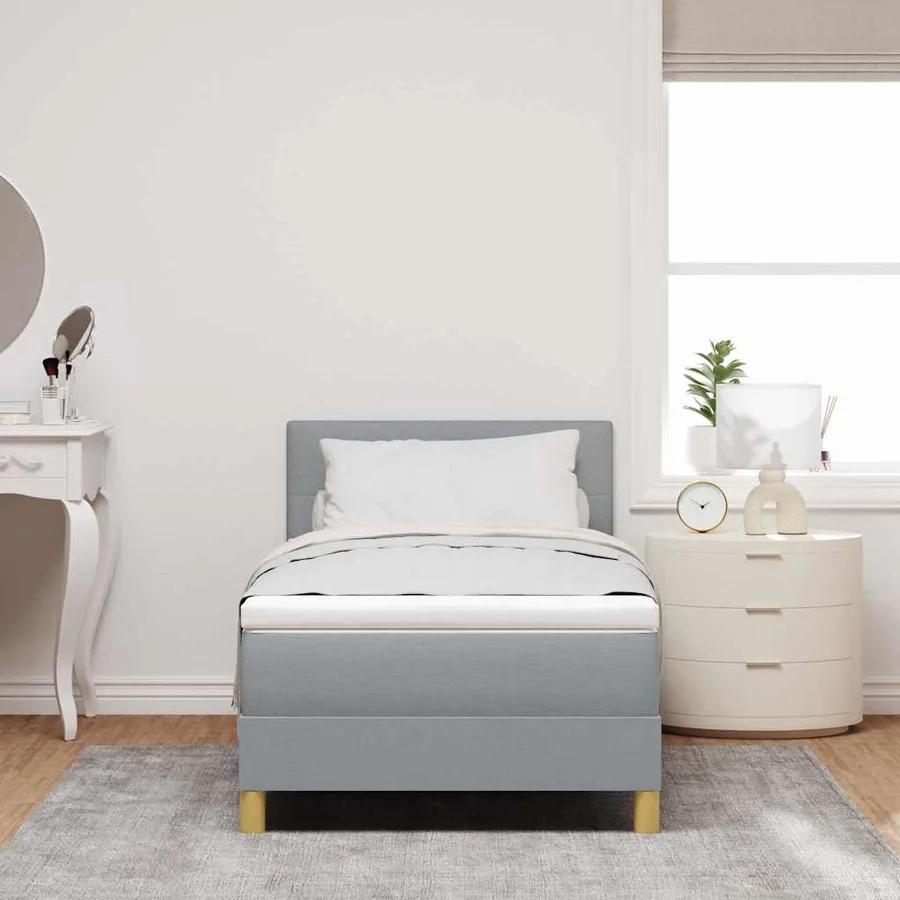 Lit à ressort LED avec bandes LED Gris clair 90 x 190 cm tissu - 4