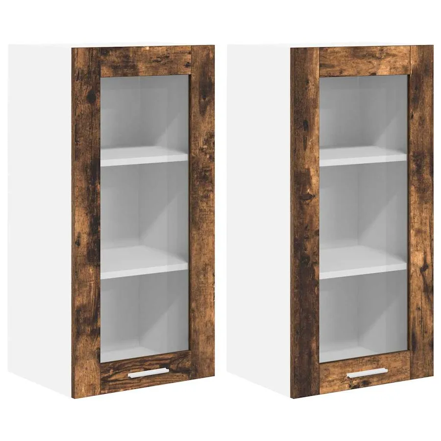 Armoire suspendue avec porte 2 pcs Chêne fumé 40 x 31 x 80 cm - 2