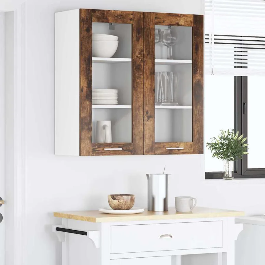 Armoire suspendue avec porte 2 pcs Chêne fumé 40 x 31 x 80 cm - 4
