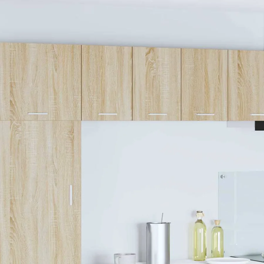 Armoire suspendue avec porte Riga 2 pcs Chêne Sonoma et Blanc