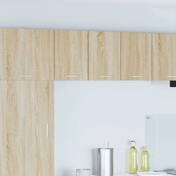 Armoire suspendue avec porte Riga 2 pcs Chêne Sonoma et Blanc