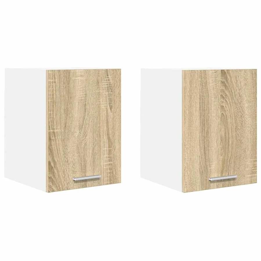 Armoire suspendue avec porte Riga 2 pcs Chêne Sonoma et Blanc - 2