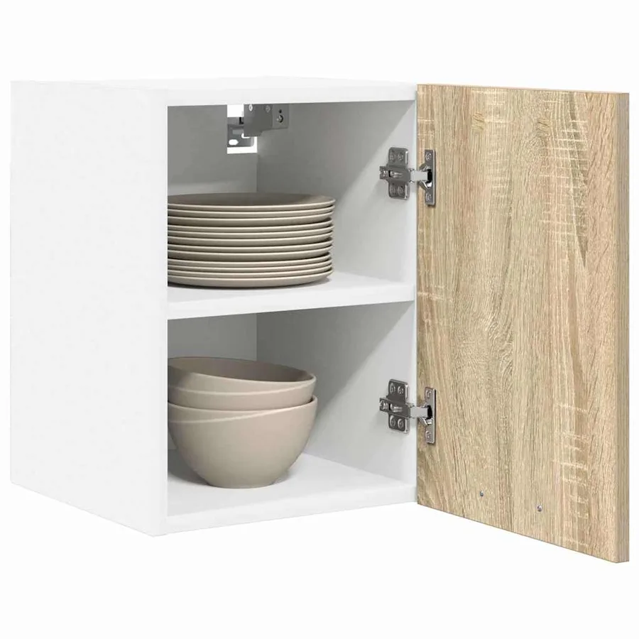 Armoire suspendue avec porte Riga 2 pcs Chêne Sonoma et Blanc - 3
