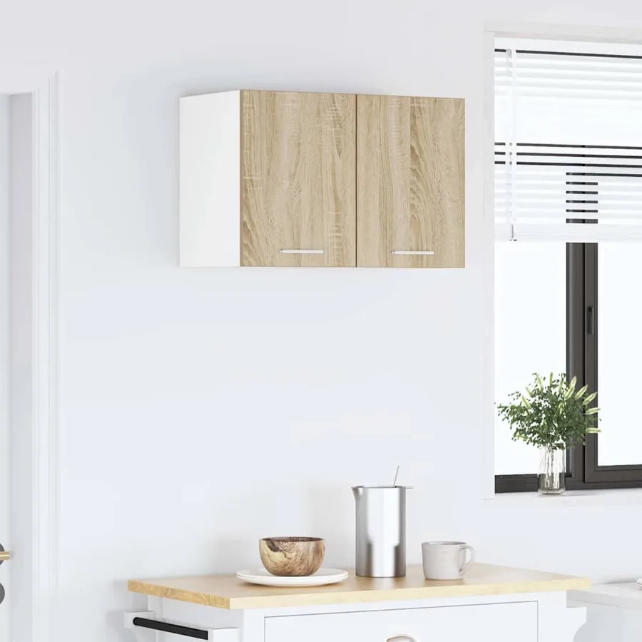 Armoire suspendue avec porte Riga 2 pcs Chêne Sonoma et Blanc - 4