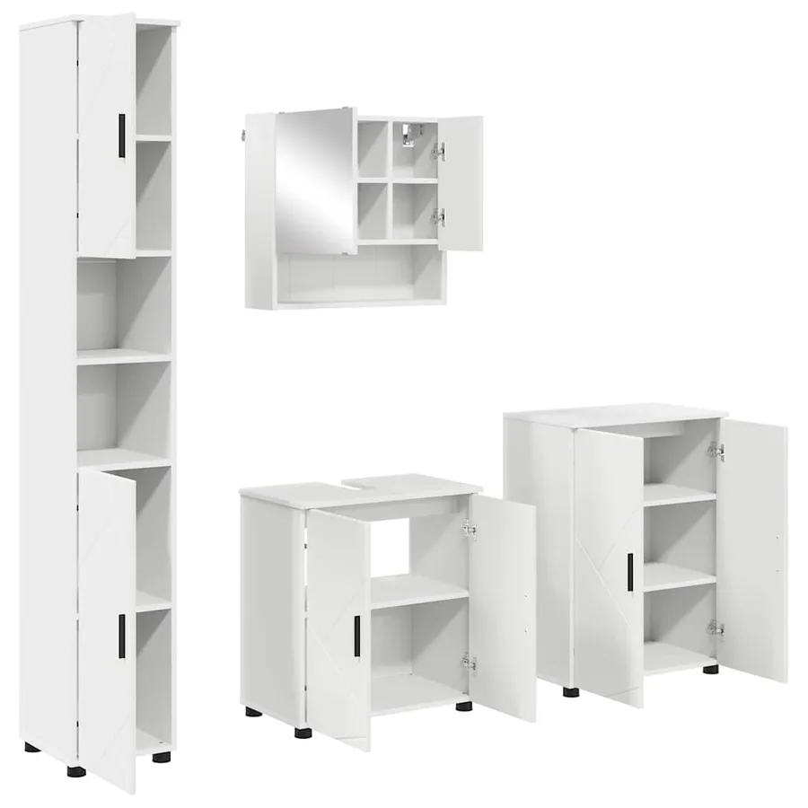 Ensemble de mobilier de salle de bain Montage mural 4 pcs Blanc - 2