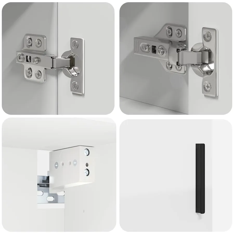 Ensemble de mobilier de salle de bain Montage mural 4 pcs Blanc - 8