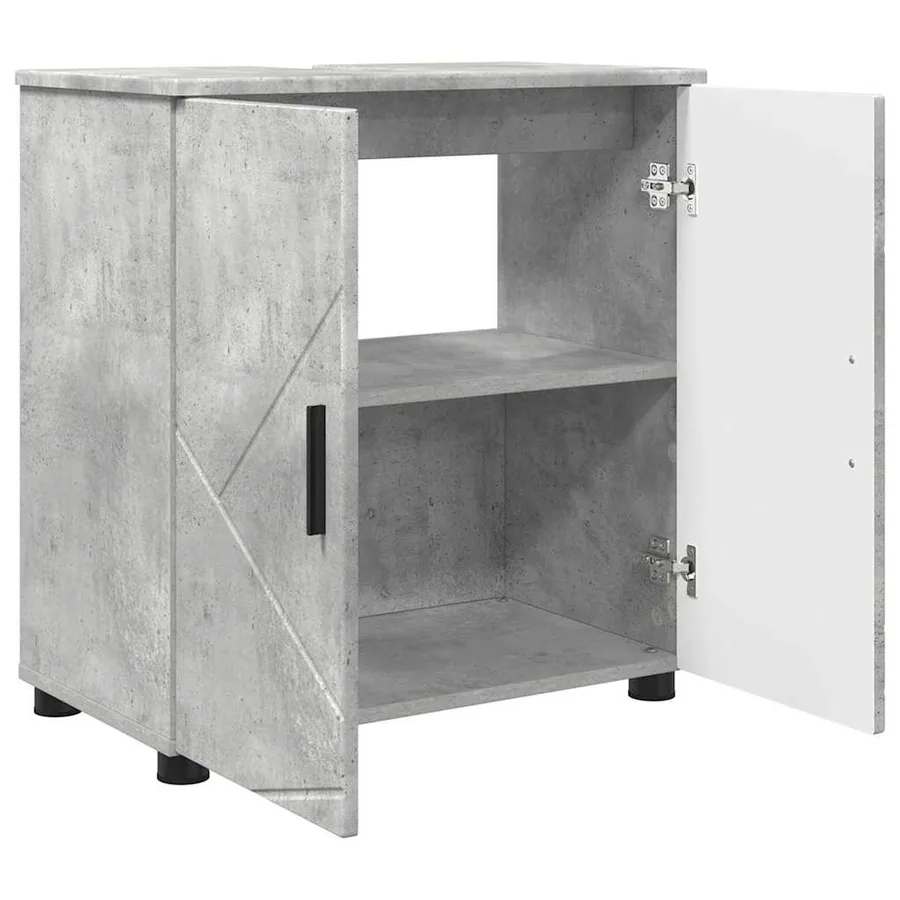 Ensemble de mobilier de salle de bain 3 pcs Gris béton - 5