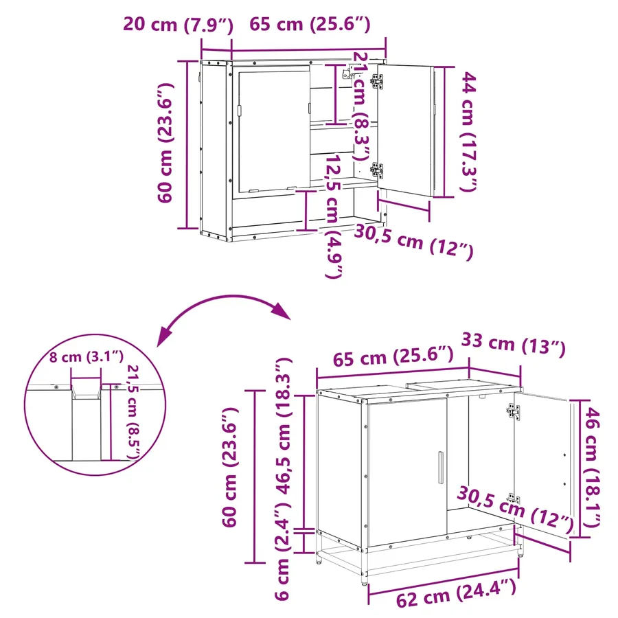 Ensemble de mobilier de salle de bain 2 pcs Chêne noir - 16