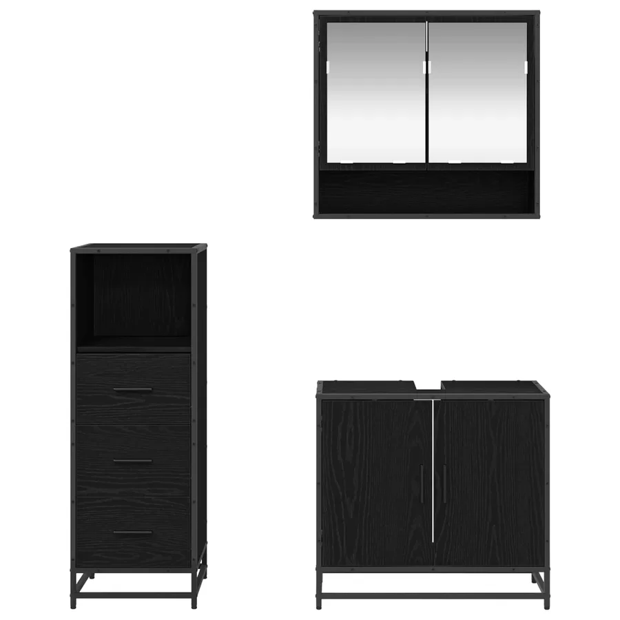 Ensemble de mobilier de salle de bain 3 pcs Chêne noir - 9