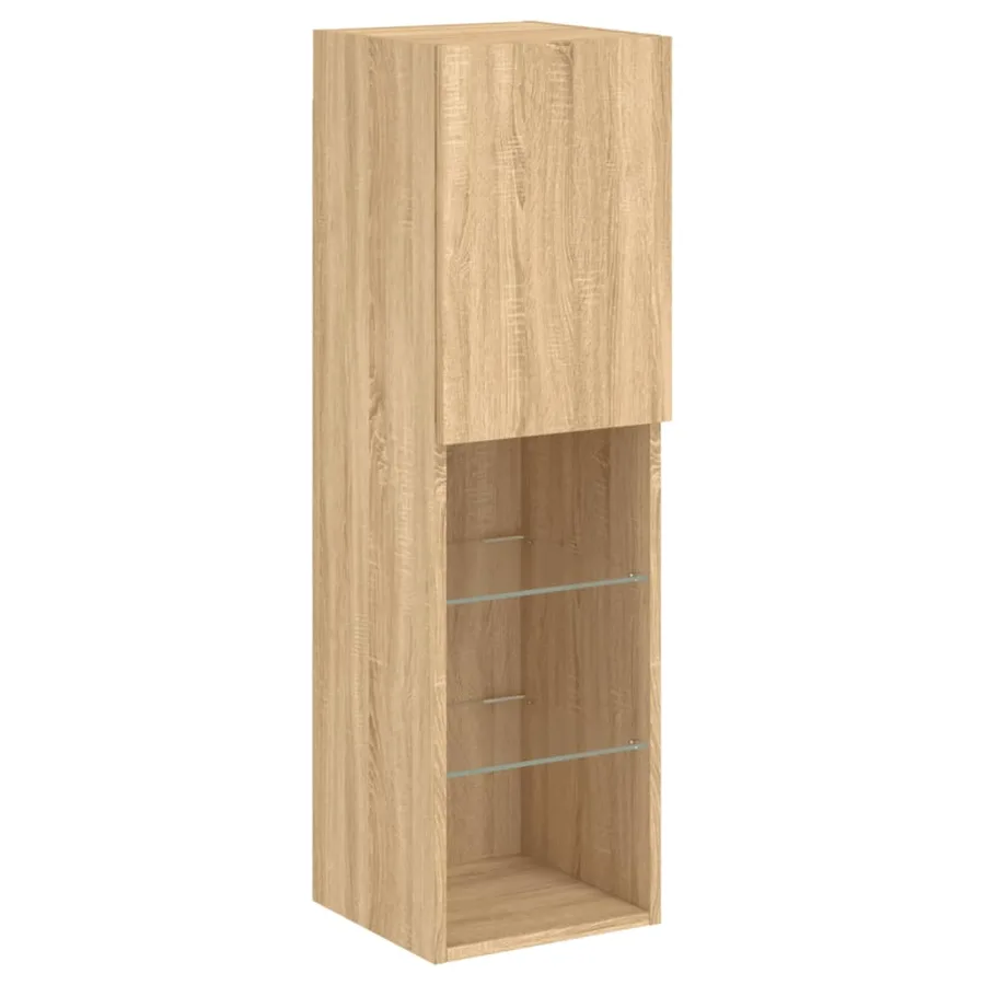 Ensemble de meubles TV muraux 8pcs et lumières LED chêne sonoma - 10