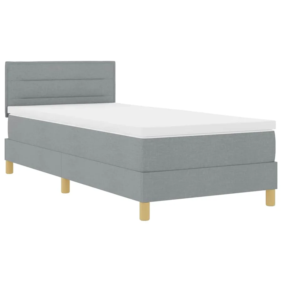 Lit à ressort LED avec coussin Gris clair 90 x 190 cm tissu - 2