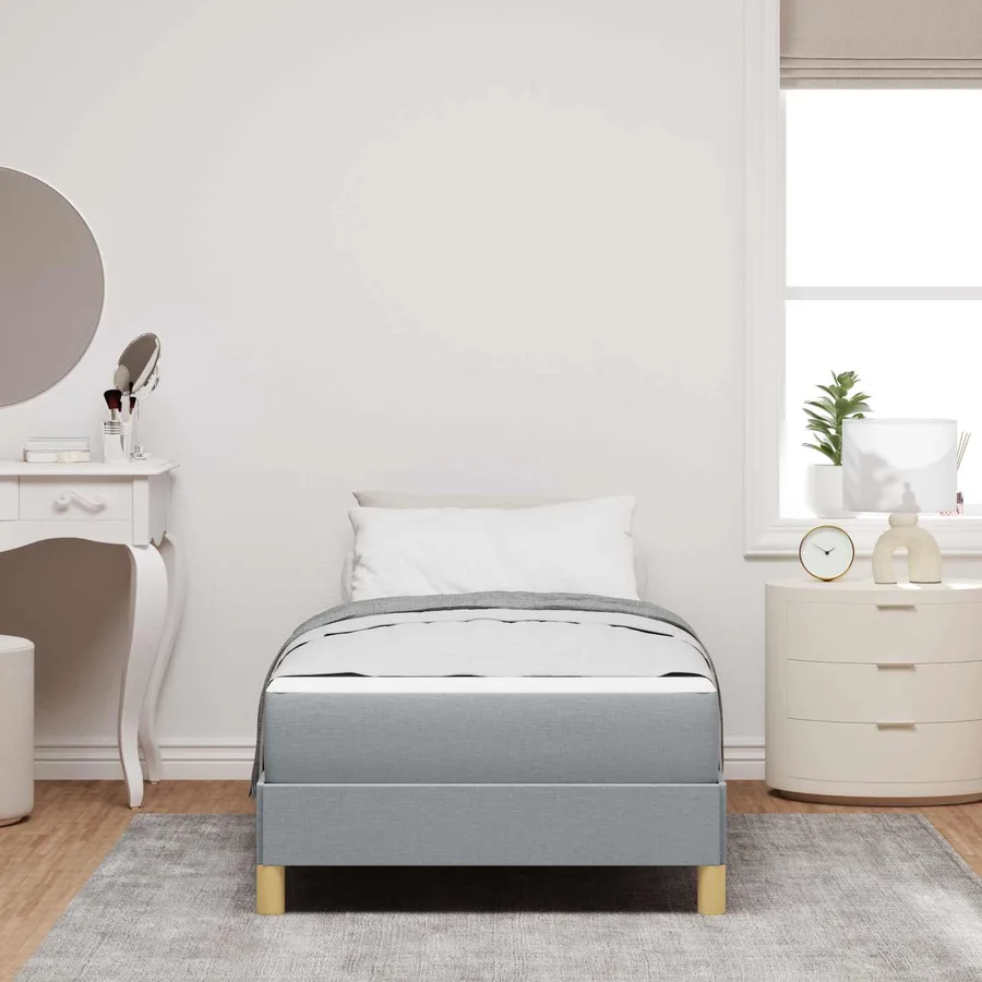 Lit à ressorts avec matelas Gris clair 90 x 190 cm tissu - 4