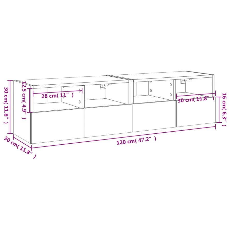 Meubles TV muraux 2 pcs blanc 60x30x30 cm bois d'ingénierie - 14