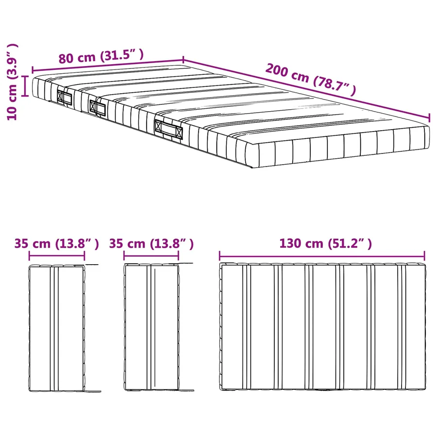 Matelas en mousse extensible 80 x 200 cm Blanc - 15