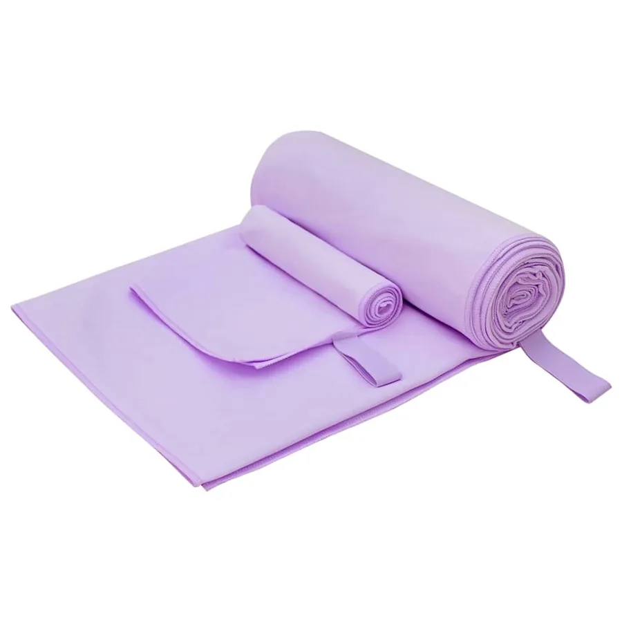 Set de serviettes de sport 2 pcs Violet tissu
