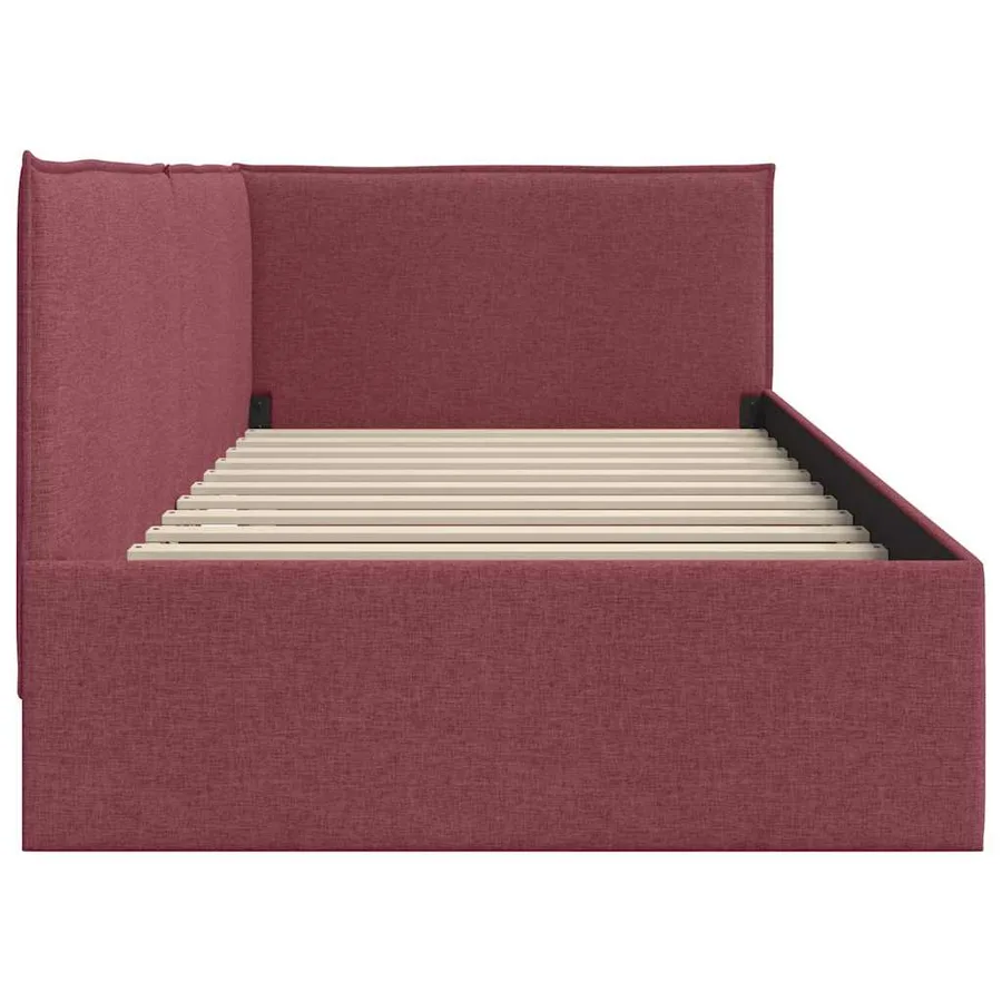 Cadre de lit d'angle Bordeaux 90 x 200 cm tissu - 6
