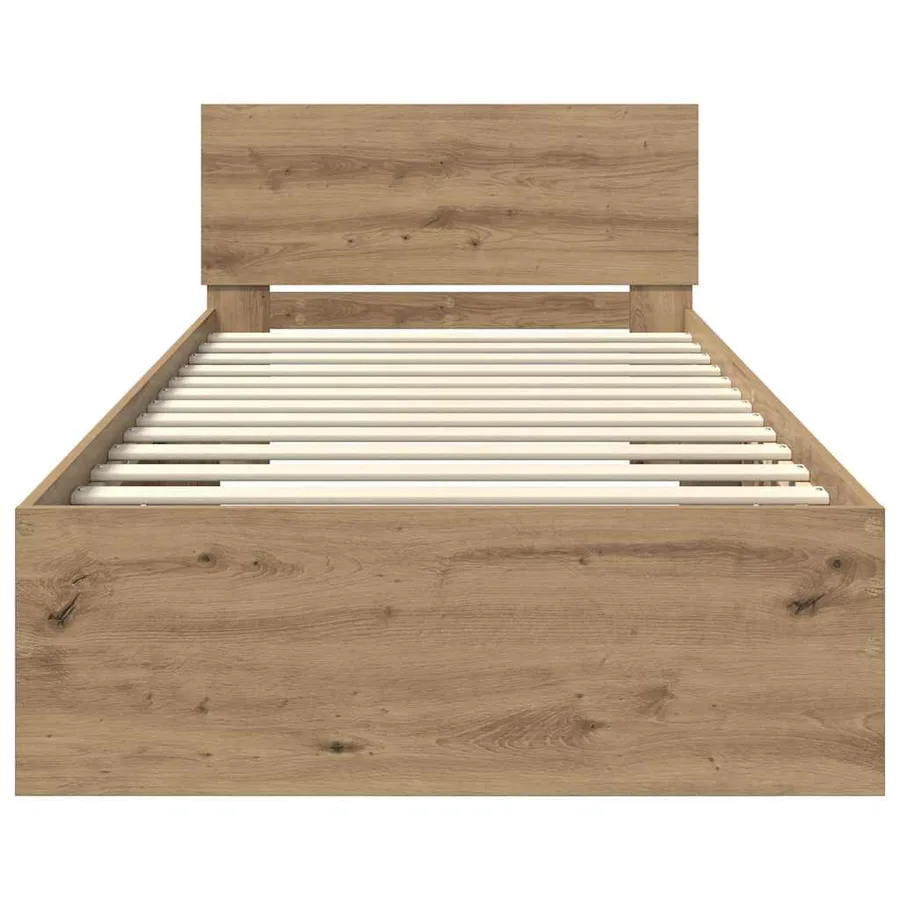Cadre de lit Chêne artisanal 90 x 200 cm Bois d'ingénierie - 6